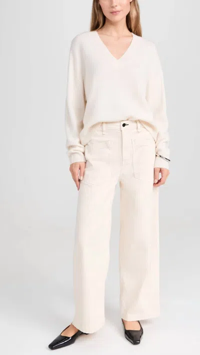 Askk Ny Virginia Semi Wide Leg Pant In Bone In Neutral