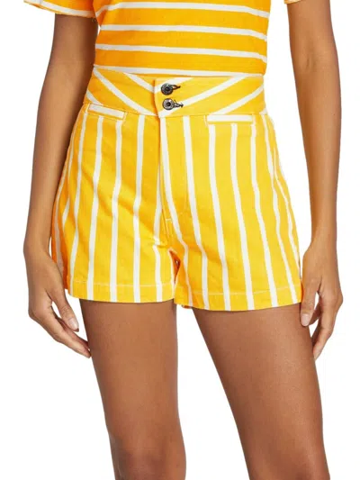 Askk Ny Women's Brighton Striped Shorts In Yellow