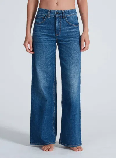 Askk Ny Pistachio Slim Wide Leg Jean In Medium Blue