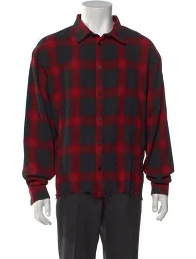 Pre-owned Askyurself Plaid Print Long Sleeve Shirt In Red