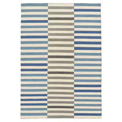 Pre-owned Asli Smith Anatolia Stripe Rug_bluegray_flatweave Handwoven Rug By Studio Marmi In Gray