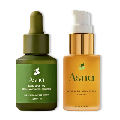 Asna Amla Bioveda Beard Oil + 3-in-1 Hair Oil Growth & Hydration Set In Multi