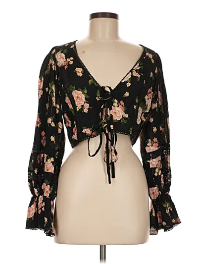 Pre-owned Asos Design 3/4 Sleeve Blouse In Black