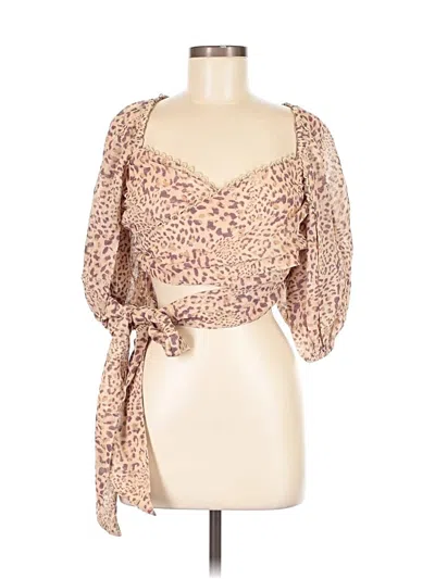 Pre-owned Asos Design 3/4 Sleeve Blouse In Brown