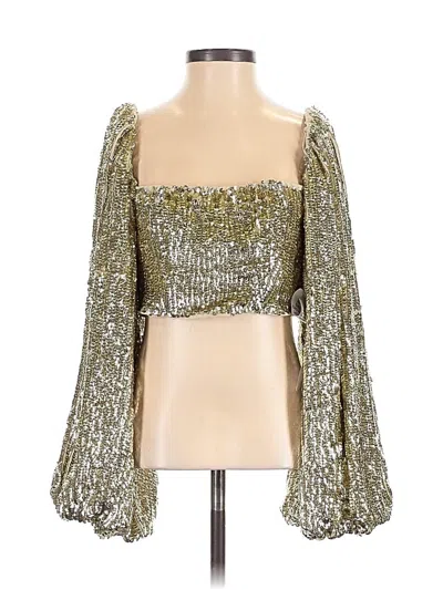 Pre-owned Asos Design 3/4 Sleeve Blouse In Gold