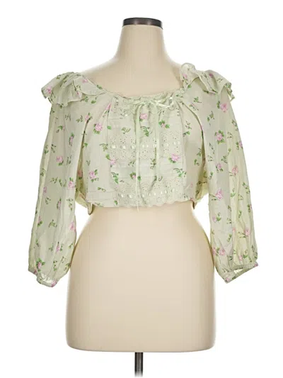 Pre-owned Asos Design 3/4 Sleeve Blouse In Green