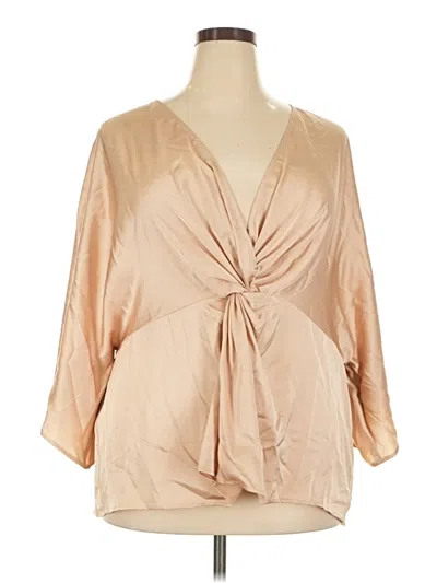 Pre-owned Asos Design 3/4 Sleeve Blouse In Tan