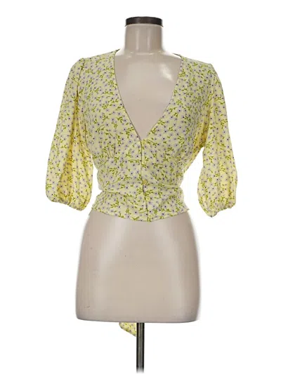 Pre-owned Asos Design 3/4 Sleeve Blouse In Yellow