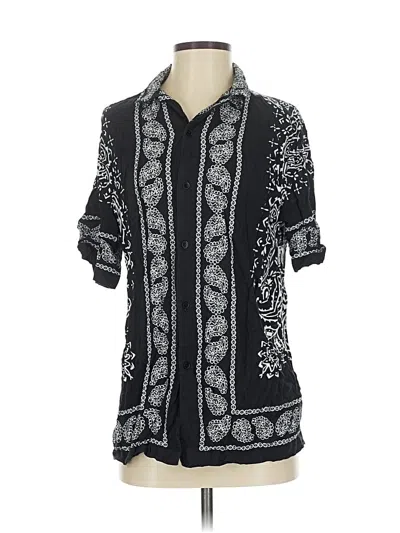 Pre-owned Asos Design 3/4 Sleeve Button Down Shirt In Black