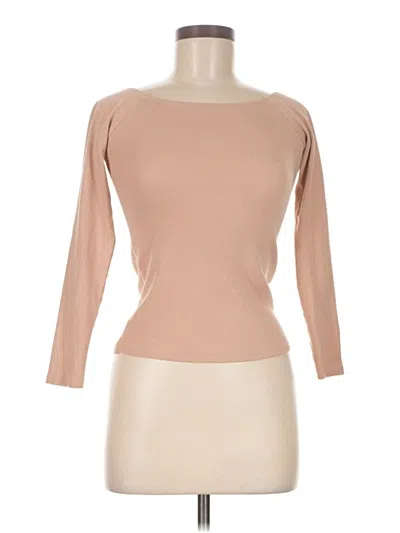 Pre-owned Asos Design 3/4 Sleeve Top Tan Boatneck Tops In Brown