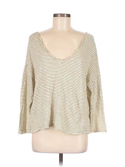 Pre-owned Asos Design 3/4 Sleeve T-shirt In Ivory