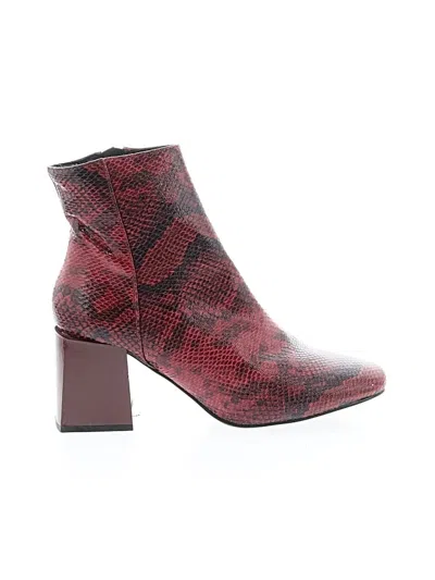 Pre-owned Asos Design Ankle Boots In Burgundy