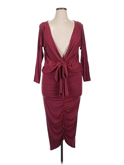 Pre-owned Asos Design Cocktail Dress In Burgundy