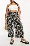 Asos Design Curve Floral Plissé Wide Leg Pants