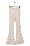 Asos Design Diamante Mesh Flare Pants In Beige