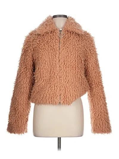 Pre-owned Asos Design Faux Fur Jacket In Tan