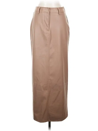 Pre-owned Asos Design Faux Leather Skirt In Brown