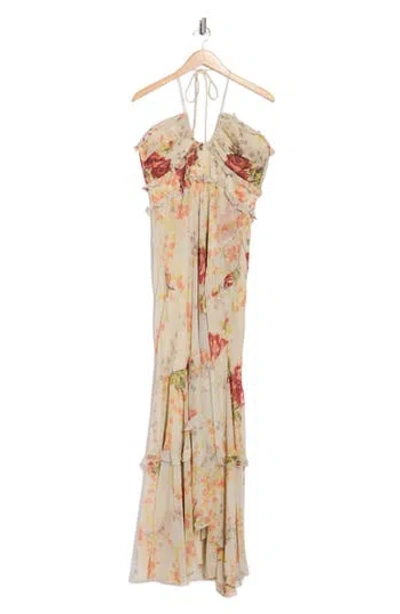 Asos Design Halter Ruffle Maxi Dress In Multi
