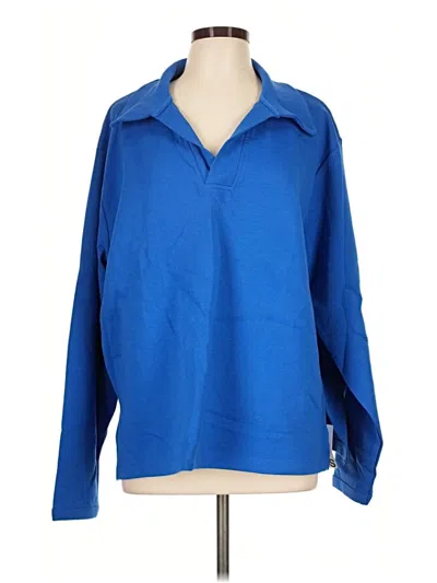 Asos Design Long Sleeve Blouse In Blue