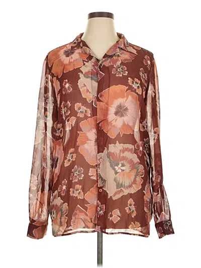 Pre-owned Asos Design Long Sleeve Blouse In Brown