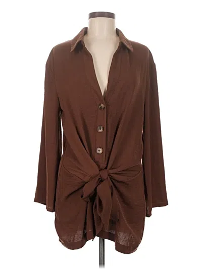 Pre-owned Asos Design Long Sleeve Blouse In Brown