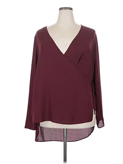 Pre-owned Asos Design Long Sleeve Blouse In Burgundy