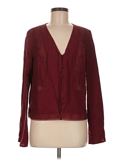 Pre-owned Asos Design Long Sleeve Blouse In Burgundy