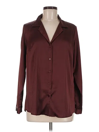 Pre-owned Asos Design Long Sleeve Blouse In Burgundy