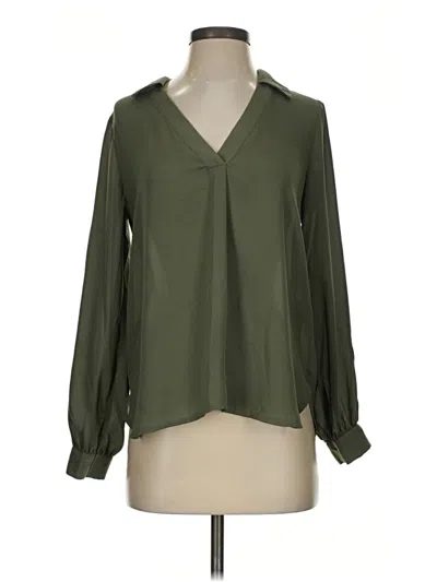 Pre-owned Asos Design Long Sleeve Blouse In Green
