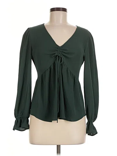 Pre-owned Asos Design Long Sleeve Blouse In Green