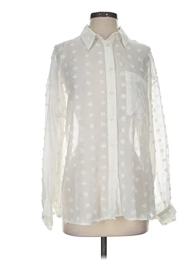 Pre-owned Asos Design Long Sleeve Blouse In Ivory