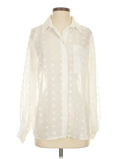 Pre-owned Asos Design Long Sleeve Blouse In Ivory