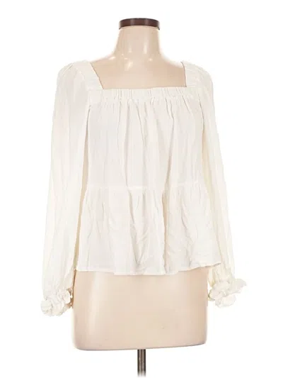 Pre-owned Asos Design Long Sleeve Blouse In Ivory