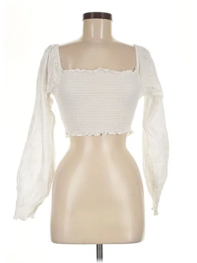 Pre-owned Asos Design Long Sleeve Blouse In Ivory