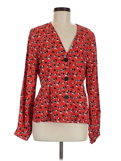 Pre-owned Asos Design Long Sleeve Blouse In Red