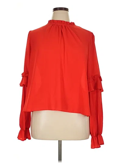 Pre-owned Asos Design Long Sleeve Blouse In Red