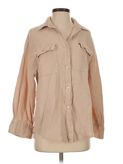 Pre-owned Asos Design Long Sleeve Blouse In Tan