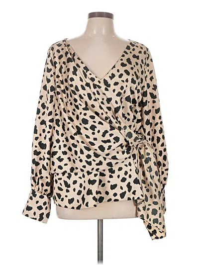 Pre-owned Asos Design Long Sleeve Blouse In Tan