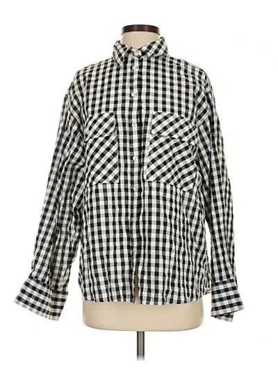 Pre-owned Asos Design Long Sleeve Button Down Shirt In Black