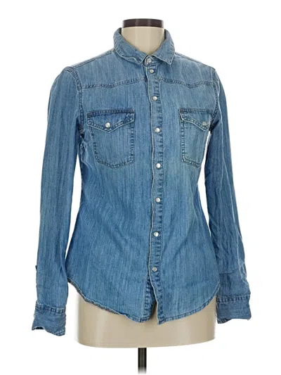 Pre-owned Asos Design Long Sleeve Button Down Shirt In Blue