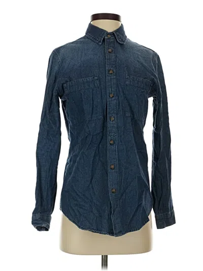 Pre-owned Asos Design Long Sleeve Button Down Shirt In Blue