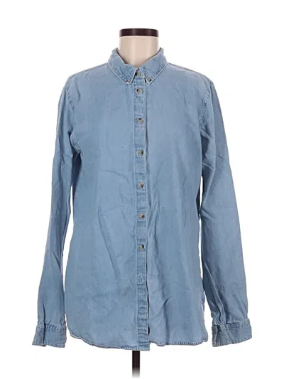 Pre-owned Asos Design Long Sleeve Button Down Shirt In Blue
