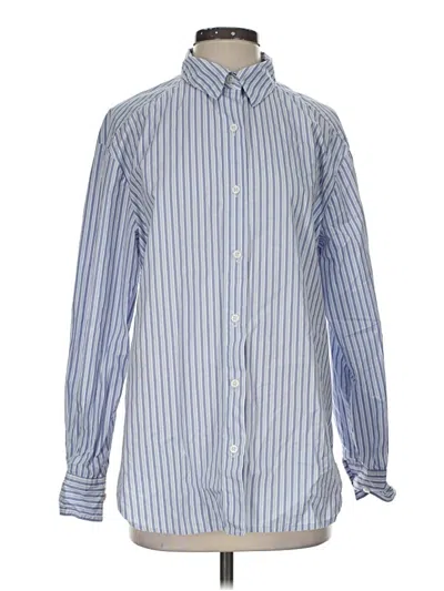 Pre-owned Asos Design Long Sleeve Button Down Shirt In Blue