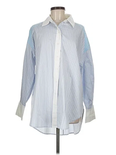Pre-owned Asos Design Long Sleeve Button Down Shirt In Blue