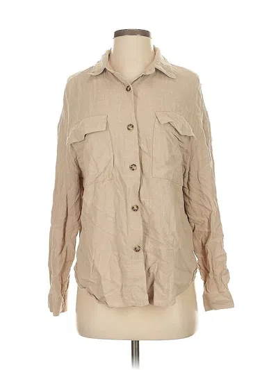 Pre-owned Asos Design Long Sleeve Button Down Shirt In Brown