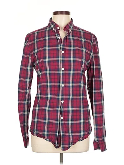 Pre-owned Asos Design Long Sleeve Button Down Shirt In Burgundy