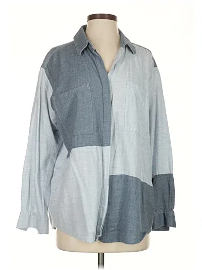 Pre-owned Asos Design Long Sleeve Button Down Shirt In Gray