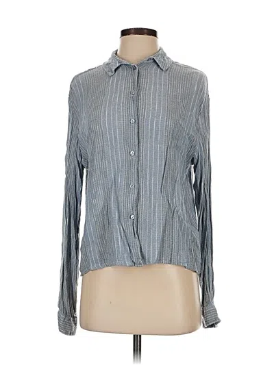 Pre-owned Asos Design Long Sleeve Button Down Shirt In Gray