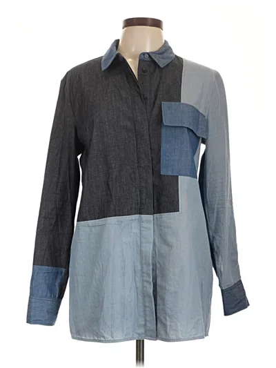 Pre-owned Asos Design Long Sleeve Button Down Shirt In Gray