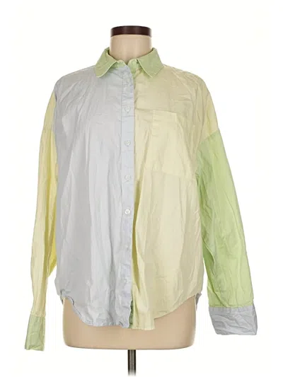 Pre-owned Asos Design Long Sleeve Button Down Shirt In Green